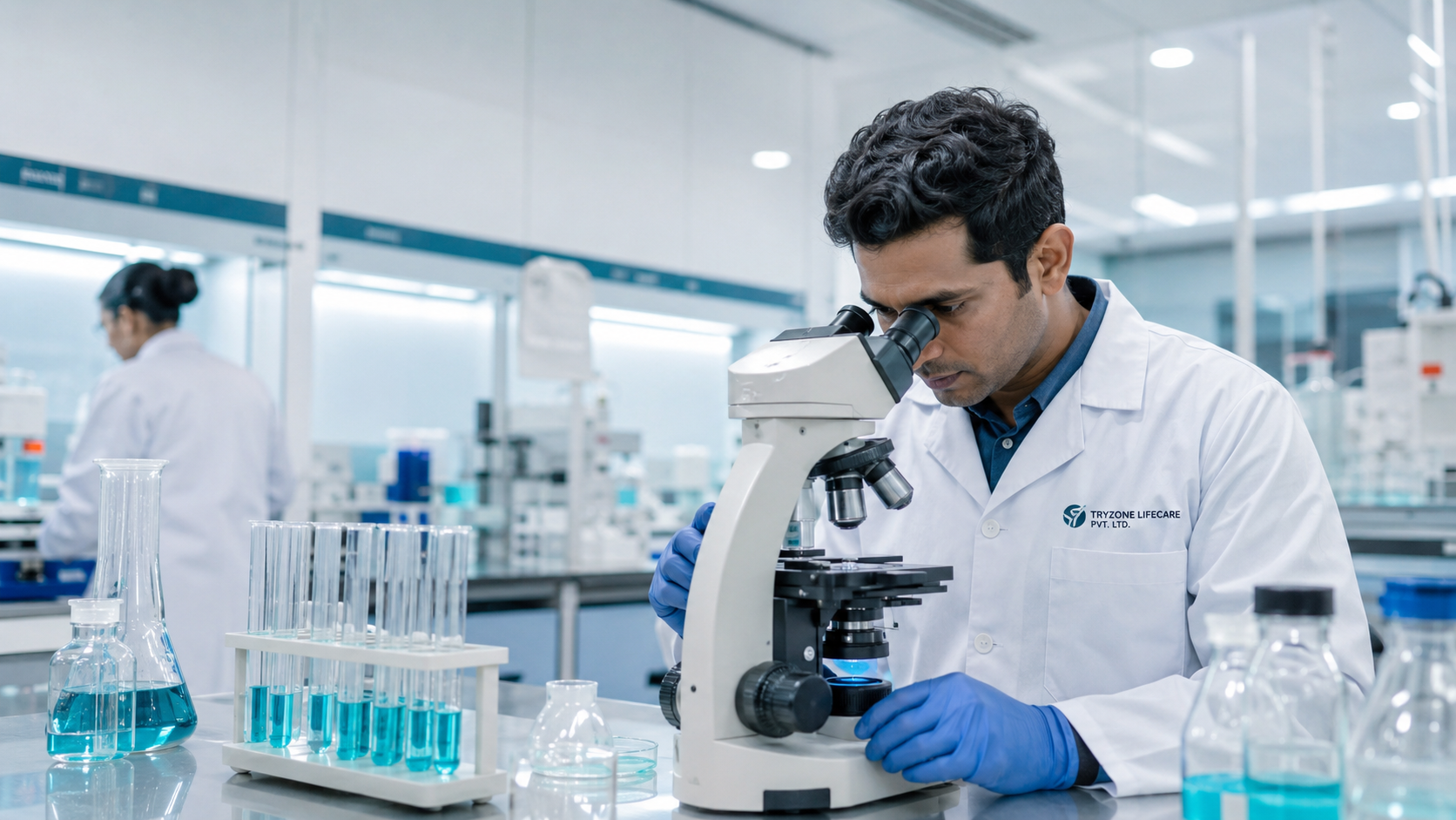 An illustration of quality-control glassware and a certified batch record